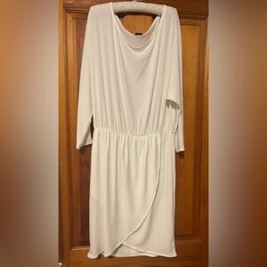Moda International Cream Sheath Dress with V-Neck and Dolman Sleeves